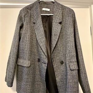 Repeat Roses Women’s Gray Plaid Blazer
